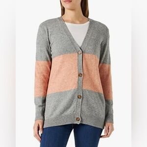 Only Two-Tone Gray and Orange Cardigan Spring Colorblock Cottagecore